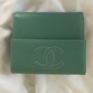 BRAND NEW Authenticated CC Chanel Triple Flap Light Green Wallet
